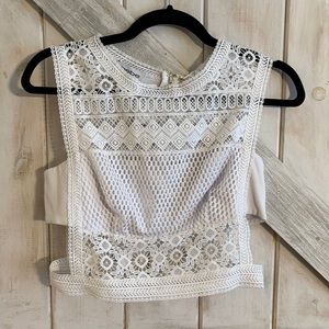 Bebe white lace bandeau top